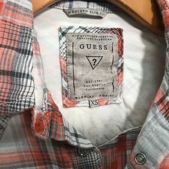 GUESS Men's Orange Rodeo Button-Up - Picture 5 of 6